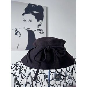 Vintage Fairfield Felts Brown Wool Cloche Hat Bow Detail 1940s Style Mid Century